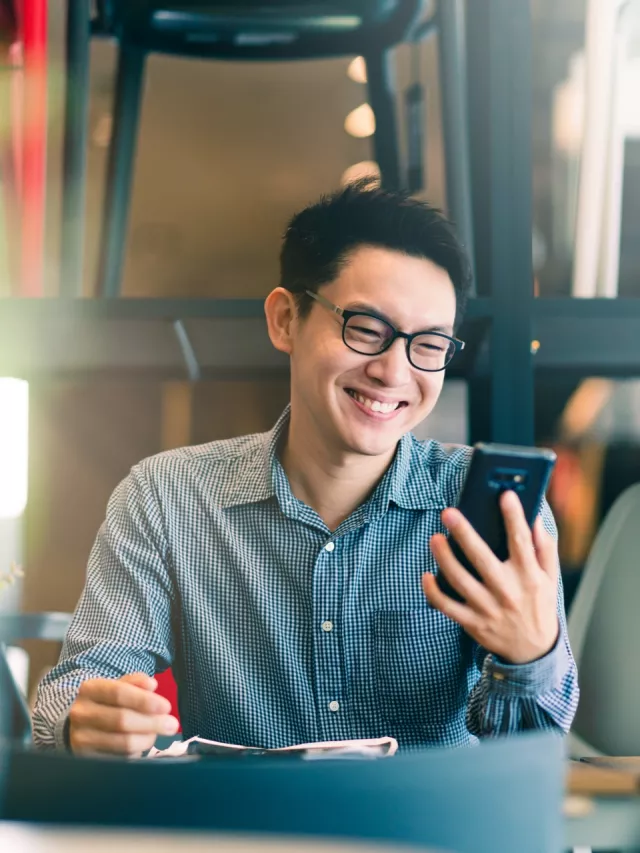 man checking his phone