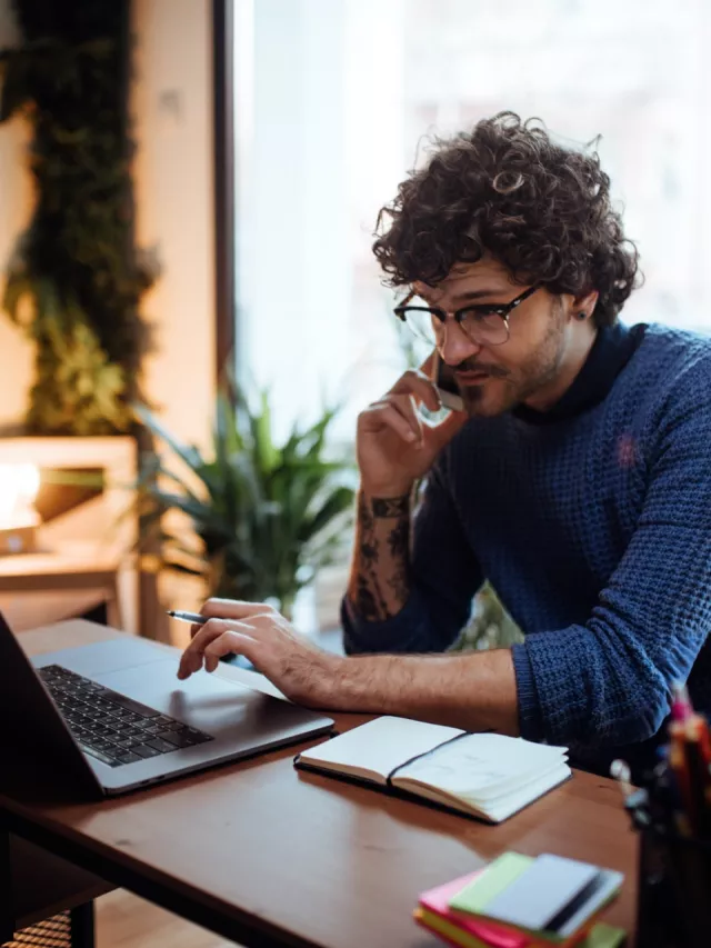 man working from home